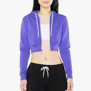 American Apparel Women's Flex Fleece Cropped Long Sleeve Zip Hoodie